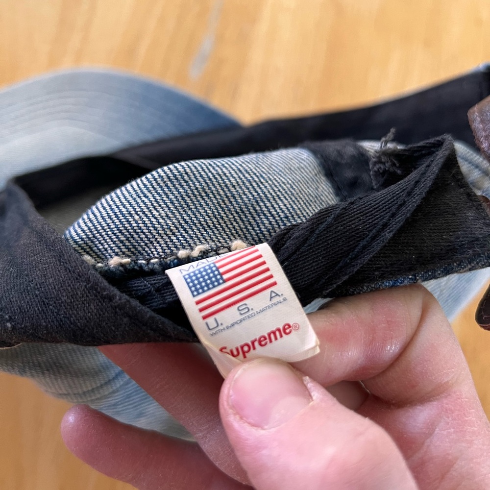 Supreme Light Denim Cap with Navy Logo Patch - Picture 4 of 6